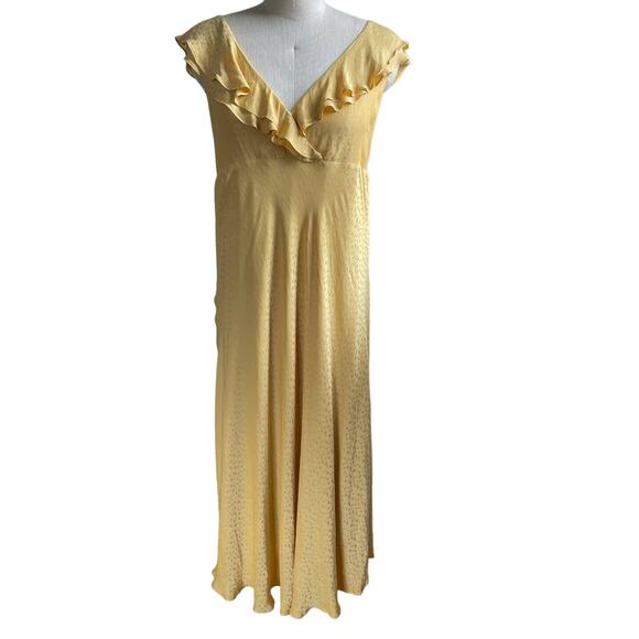 NWT Hatch Emily Dress in Canary Yellow Maxi Ruffle Sleeveless- Size 3/ Large - Picture 4 of 9